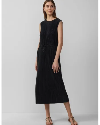 Rochie midi cu talie ajustabila, Negru