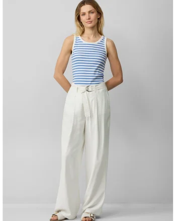 Pantaloni cu talie inalta, Alb fildes