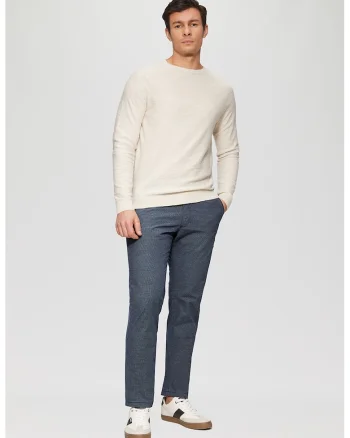 Pantaloni cu croiala dreapta si talie ajustabila, Albastru deschis