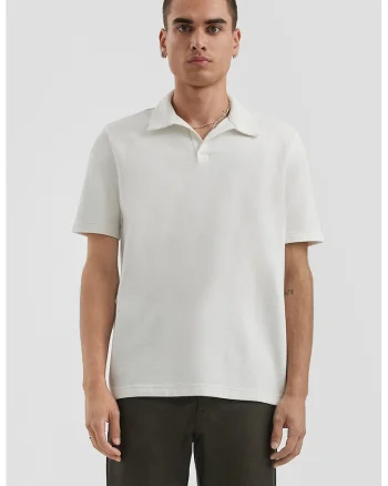 Tricou polo uni de bumbac, Alb murdar
