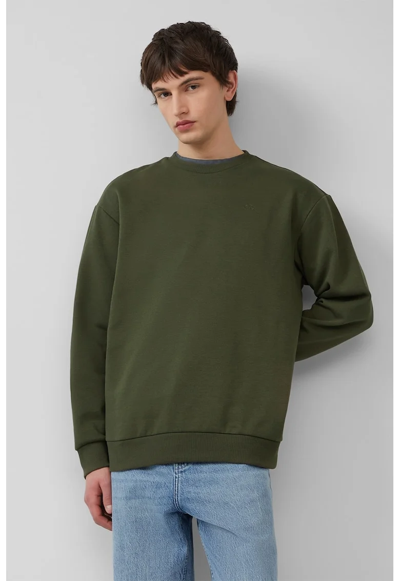 Bluza uni de trening cu maneci cazute, Verde feriga