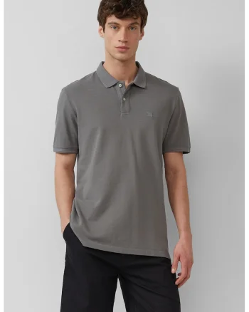 Tricou polo de bumbac, Gri inchis