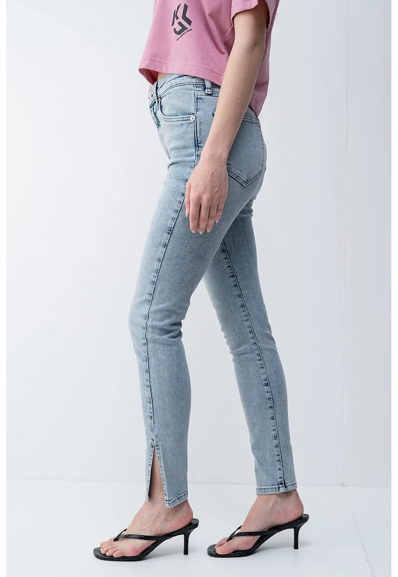 Blugi slim fit, Albastru deschis melange
