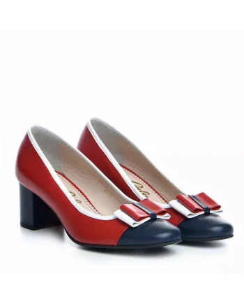 Pantofi  model 3515-N rosu bleumarin alb