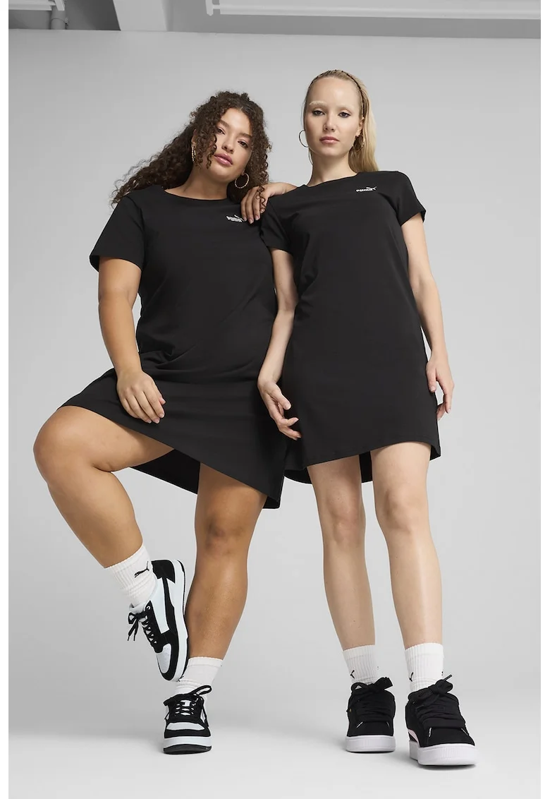 Rochie-tricou cu detaliu logo, Negru