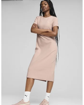 Rochie midi cu slituri pe partea din spate, Roz deschis