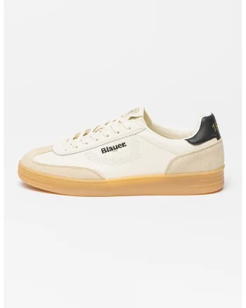 Pantofi sport de piele si piele ecologica Grant, Maro nisip/Crem