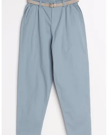 Pantaloni chino cu talie inalta, Albastru prafuit