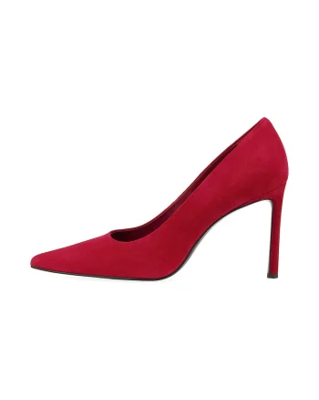 Pantofi de piele intoarsa cu varf ascutit, Rosu