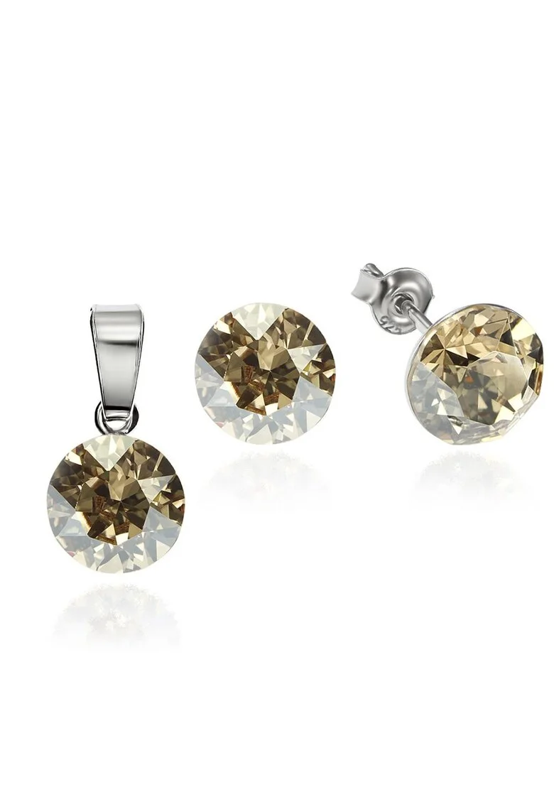 Set Argint 925 placat cu rodiu cu cristale Swarovski® 8mm, Auriu