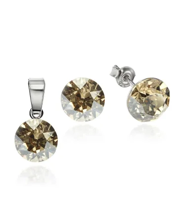 Set Argint 925 placat cu rodiu cu cristale Swarovski® 8mm, Auriu