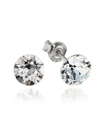 Cercei Argint 925 placat cu rodiu cu cristale Swarovski® Xirius 6mm, Alb