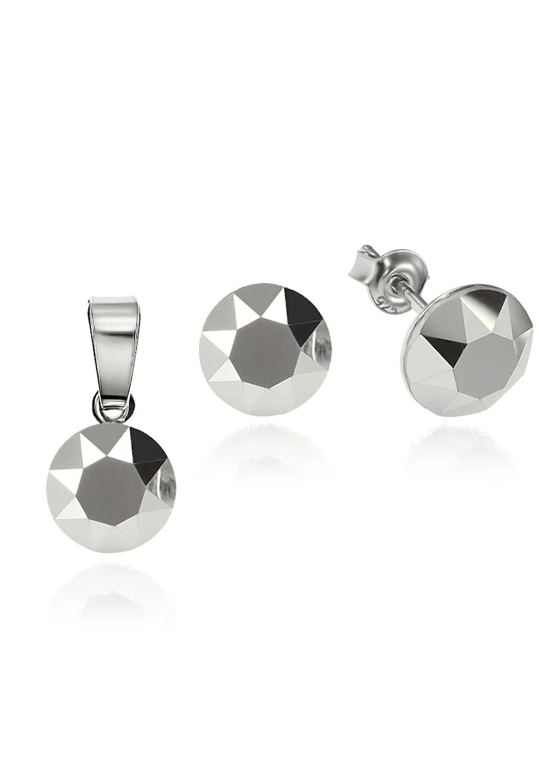 Set Argint 925 placat cu rodiu cu cristale Swarovski® 8mm, Argintiu