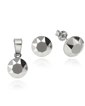 Set Argint 925 placat cu rodiu cu cristale Swarovski® 8mm, Argintiu