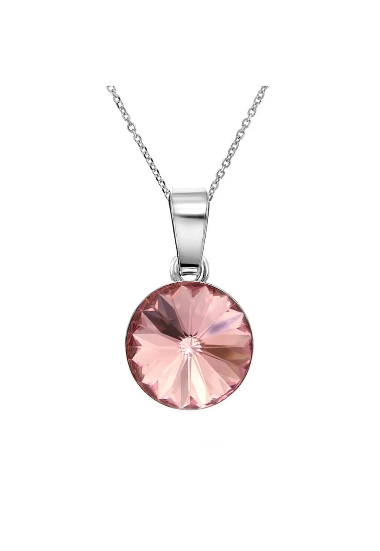 Colier Argint 925 placat cu rodiu cu Cristale Swarovski® Rivoli 10mm, Roz