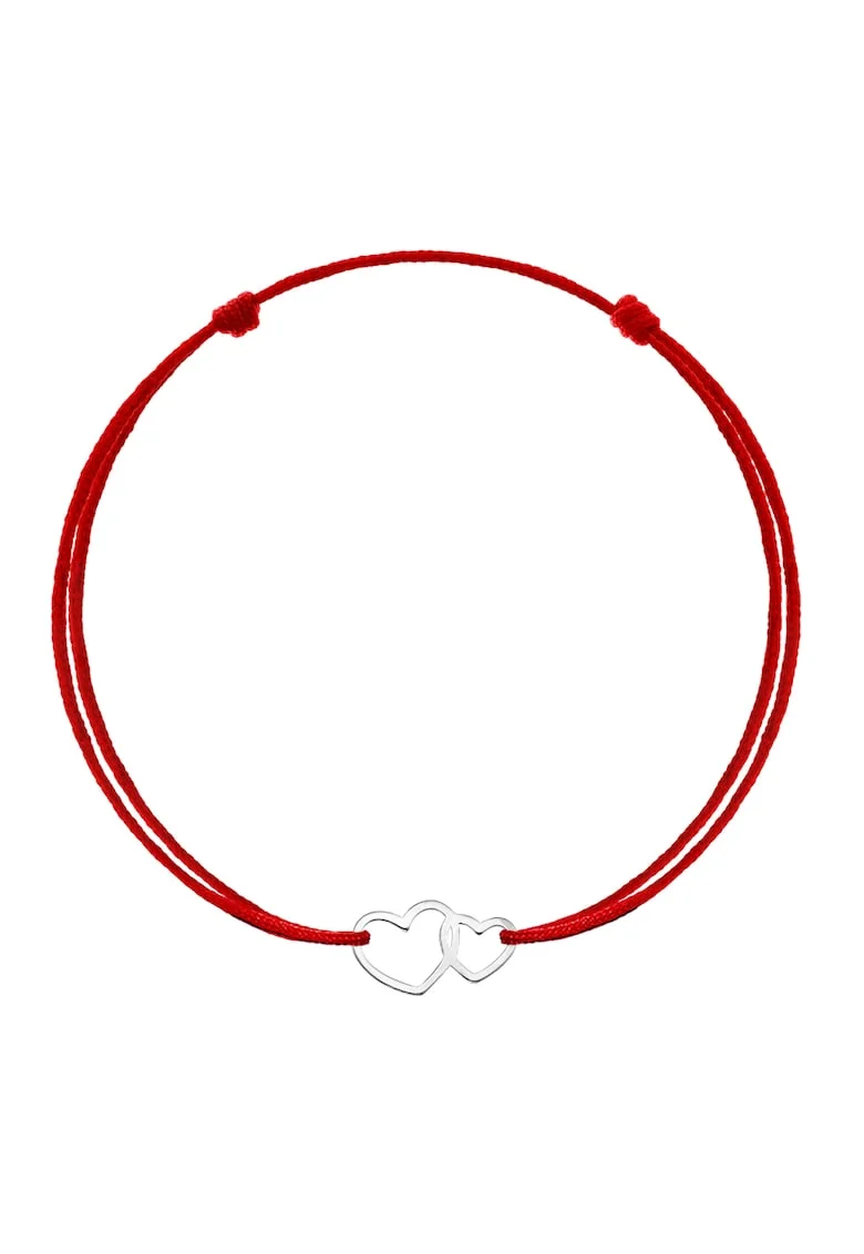 Bratara Kabbalah cu pandantiv din Argint 925 placat cu rodiu - Double Heart