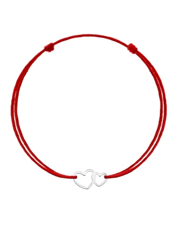 Bratara Kabbalah cu pandantiv din Argint 925 placat cu rodiu - Double Heart