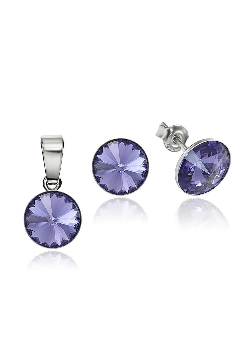 Set Argint 925 placat cu rodiu cu cristale Swarovski® Rivoli 8mm, Violet