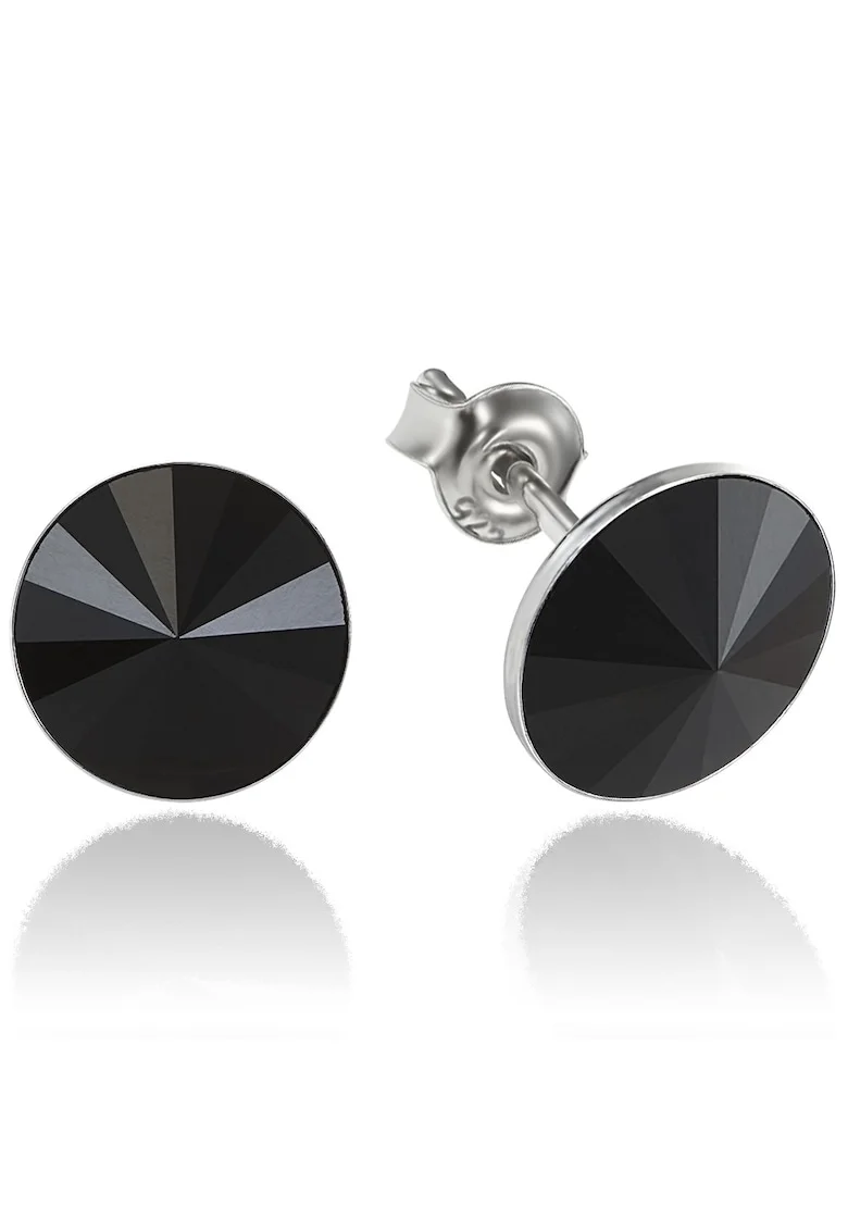 Cercei Argint 925 placat cu rodiu cu cristale Swarovski® Rivoli 8mm, Negru