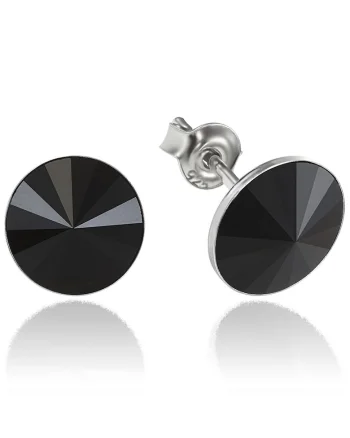 Cercei Argint 925 placat cu rodiu cu cristale Swarovski® Rivoli 8mm, Negru