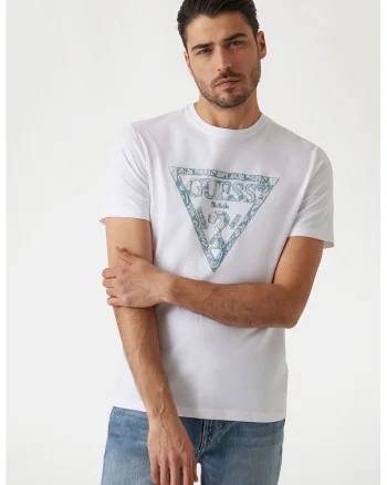 Tricou slim fit cu imprimeu logo, Alb/Alb fildes/Albastru prafuit
