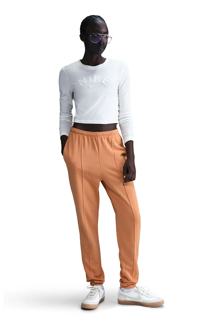 Pantaloni de trening din amestec de bumbac cu buzunzare laterale, Portocaliu