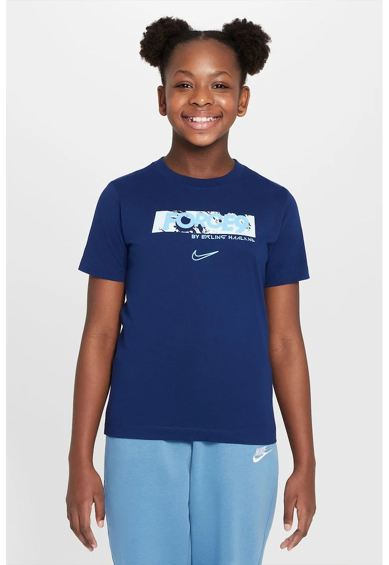 Tricou cu tehnologie Dri-Fit pentru fotbal, Albastru indigo/Albastru deschis