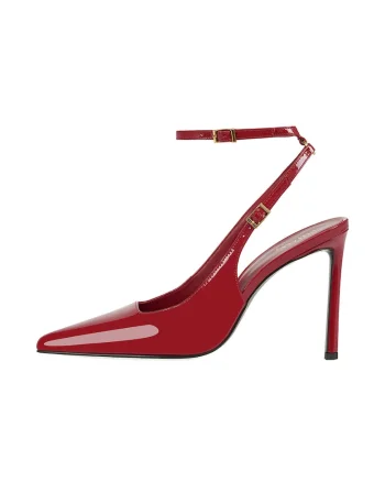 Pantofi slingback din piele cu toc stiletto, Rosu