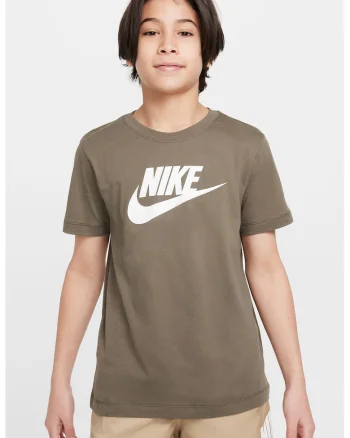 Tricou cu decolteu la baza gatului si imprimeu logo Futura, Alb/Kaki