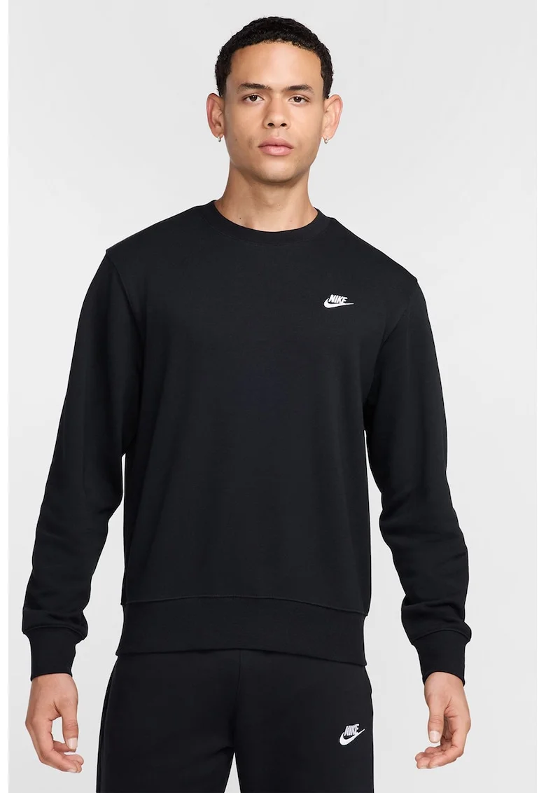 Bluza de trening cu decolteu la baza gatului si logo brodat, Negru