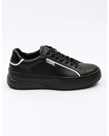 Pantofi sport low-cut din piele, Negru stins