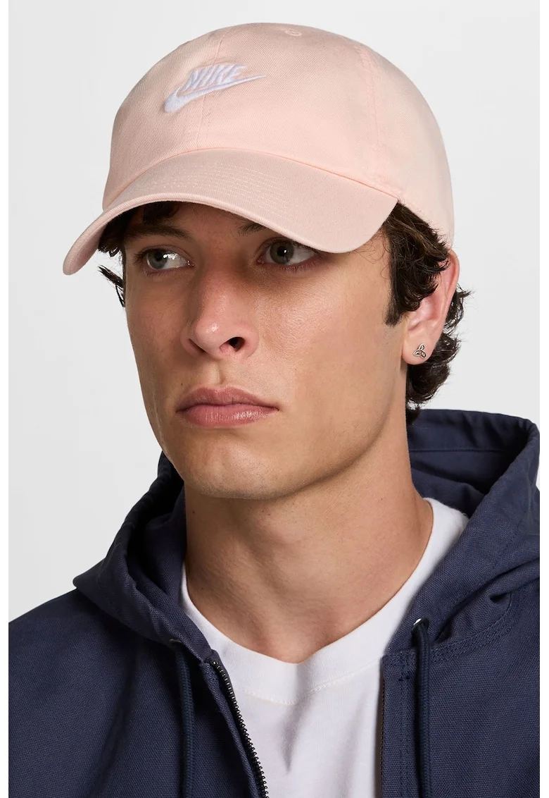 Sapca ajustabila unisex cu logo brodat Fly, Alb/Roz pal