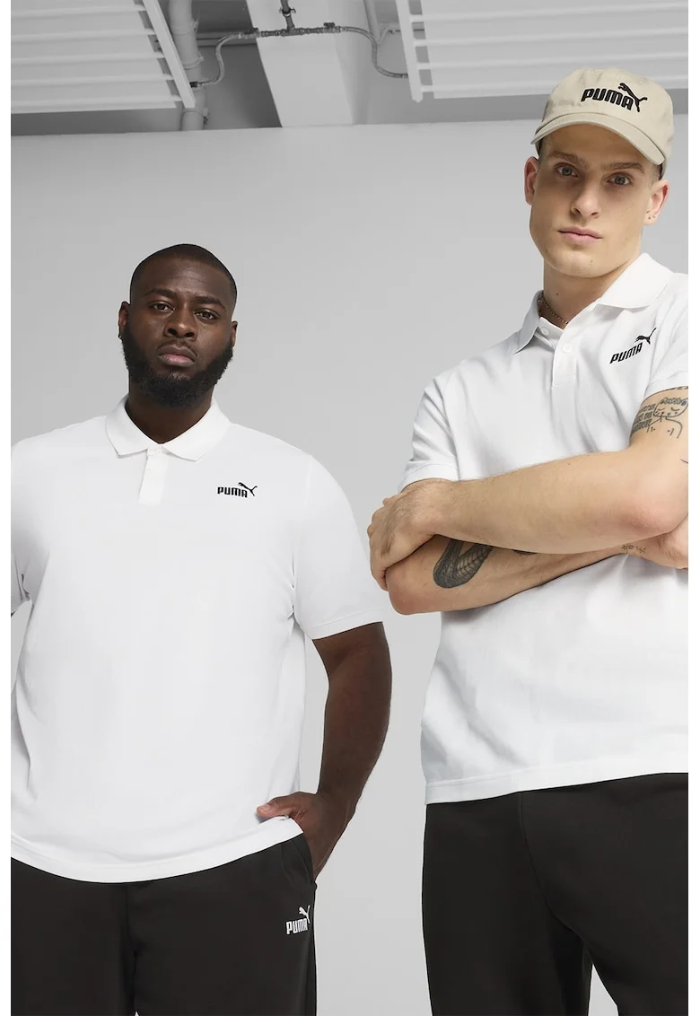 Tricou polo cu broderie logo, Alb