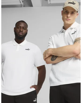Tricou polo cu broderie logo, Alb