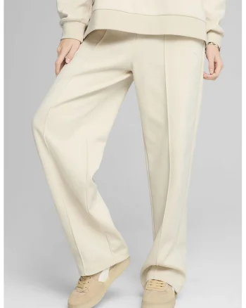 Pantaloni drepti cu logo, Bej deschis
