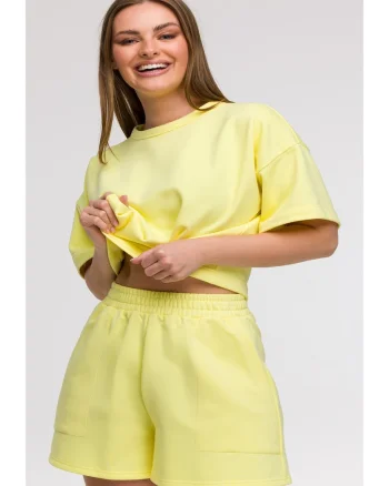 Pantaloni scurti cu buzunare,, Galben deschis