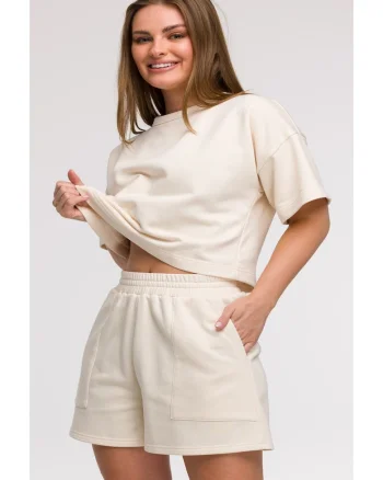Pantaloni scurti cu buzunare,, Ecru