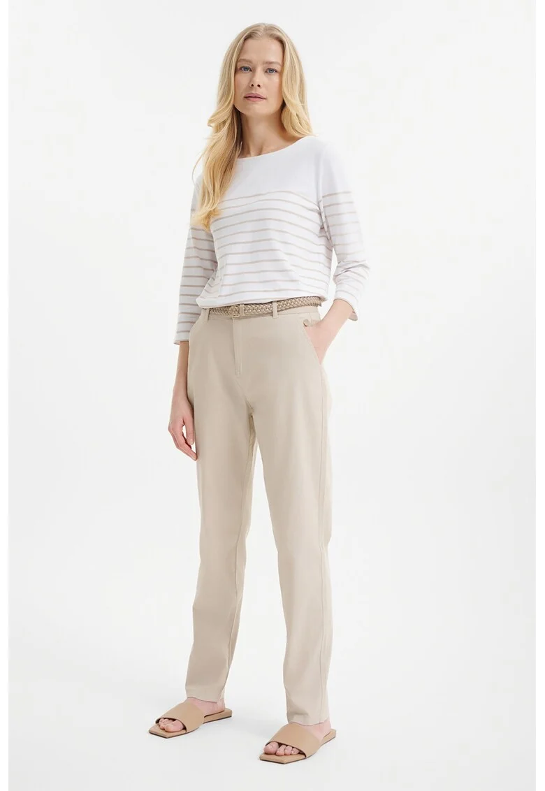 Pantaloni chino drepti cu buzunare oblice, Bej deschis