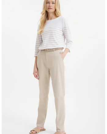 Pantaloni chino drepti cu buzunare oblice, Bej deschis