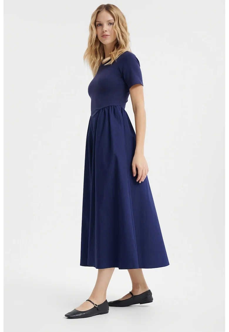 Rochie midi cu maneci scurte, Albastru ultramarin