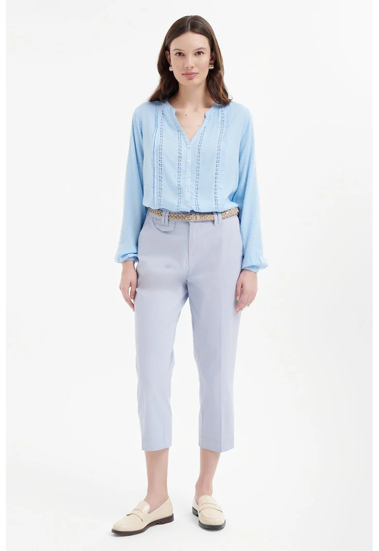 Pantaloni crop cu buzunare oblice, Albastru glaciar