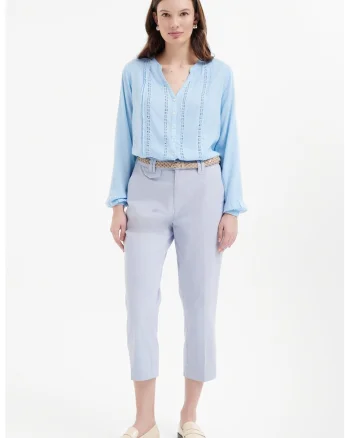 Pantaloni crop cu buzunare oblice, Albastru glaciar