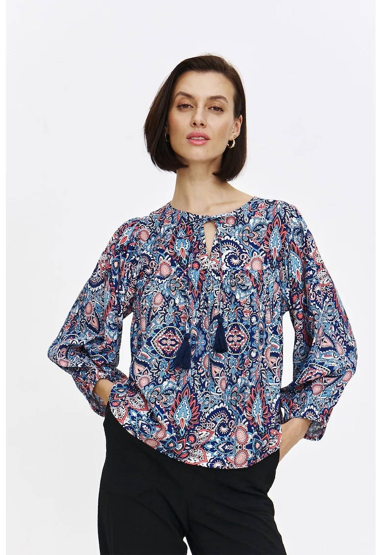 Bluza cu model paisley, Alb/Rosu stins/Albastru deschis