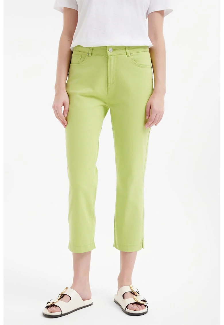 Blugi 3/4 cu talie medie, Verde fistic