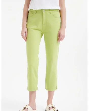 Blugi 3/4 cu talie medie, Verde fistic
