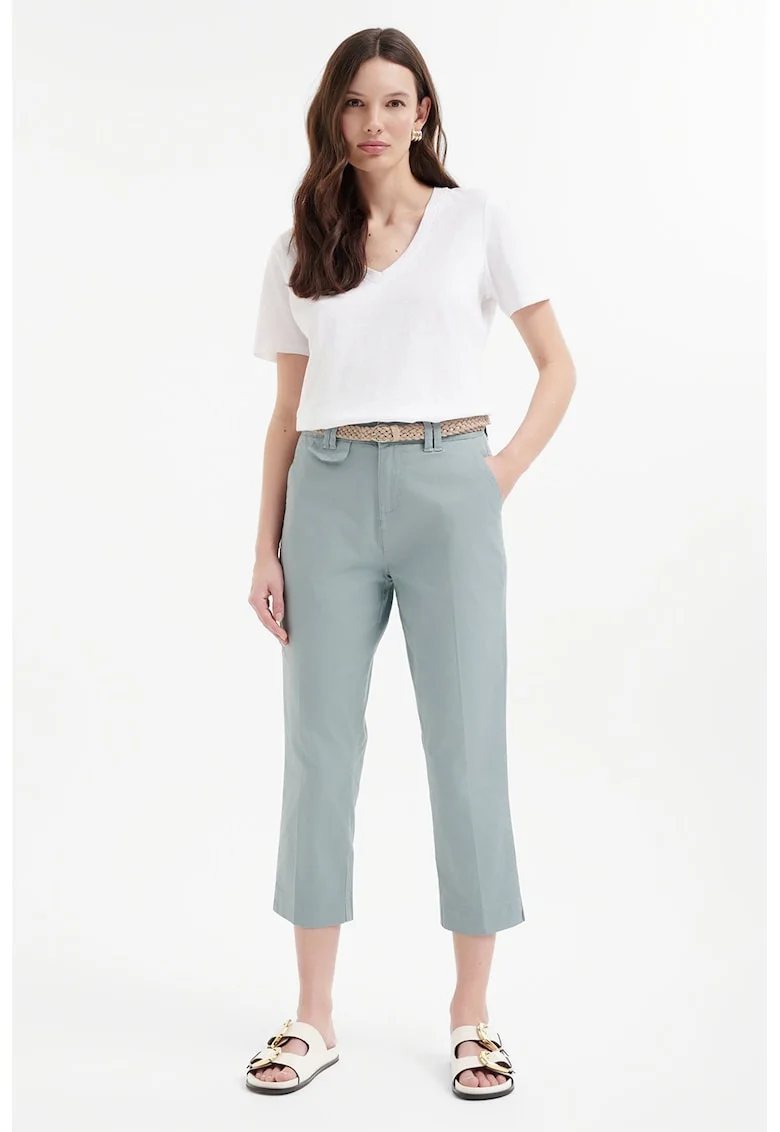 Pantaloni crop cu buzunare oblice, Gri cenusiu