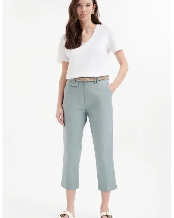 Pantaloni crop cu buzunare oblice, Gri cenusiu