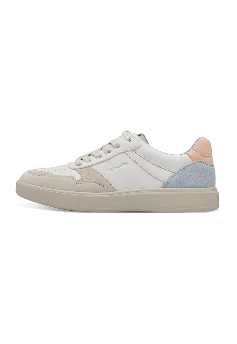 Pantofi sport cu garnituri de piele intoarsa, Alb murdar/Albastru deschis/Grej