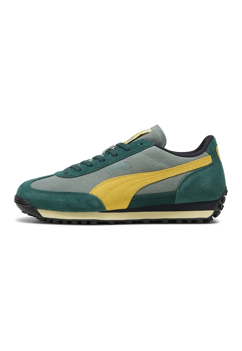 Pantofi sport cu detalii de piele intoarsa, Gri/Galben/Verde padure