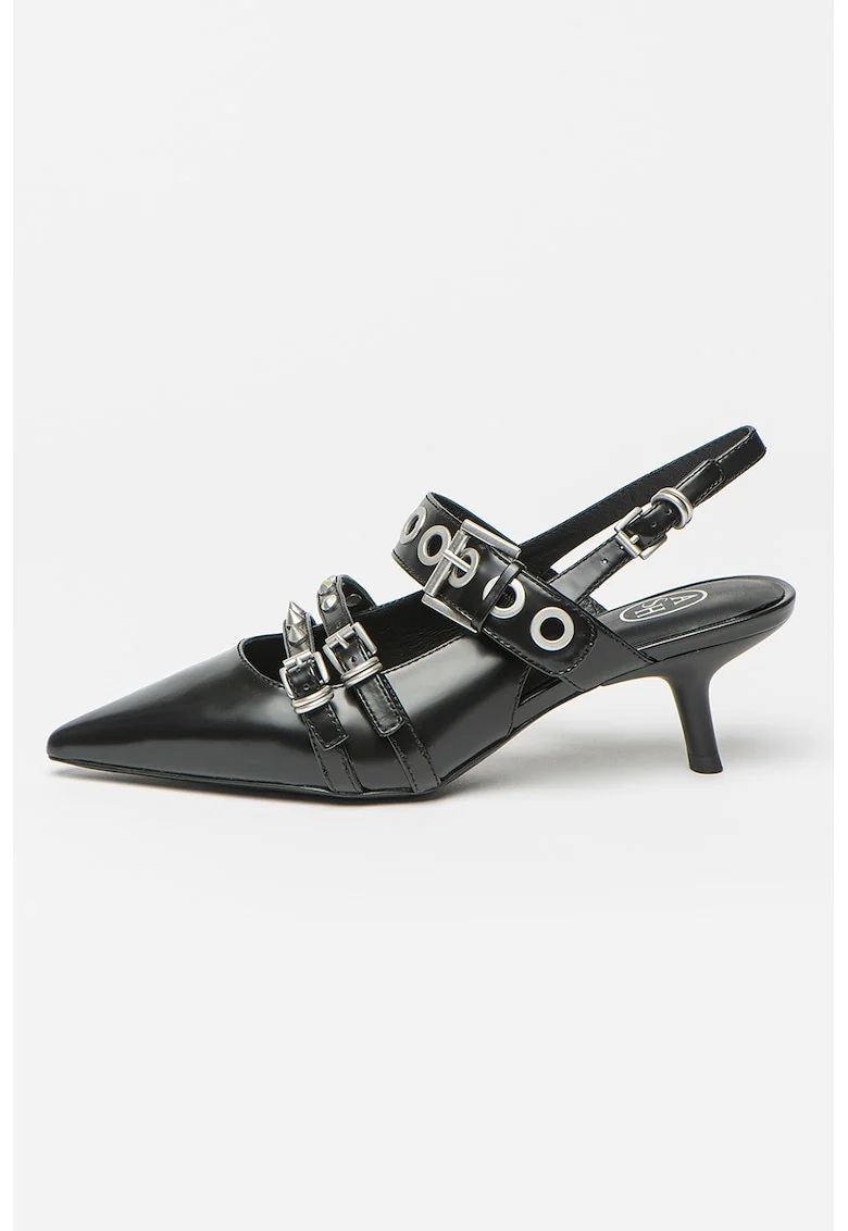Pantofi slingback de piele cu tinte Babel, Negru
